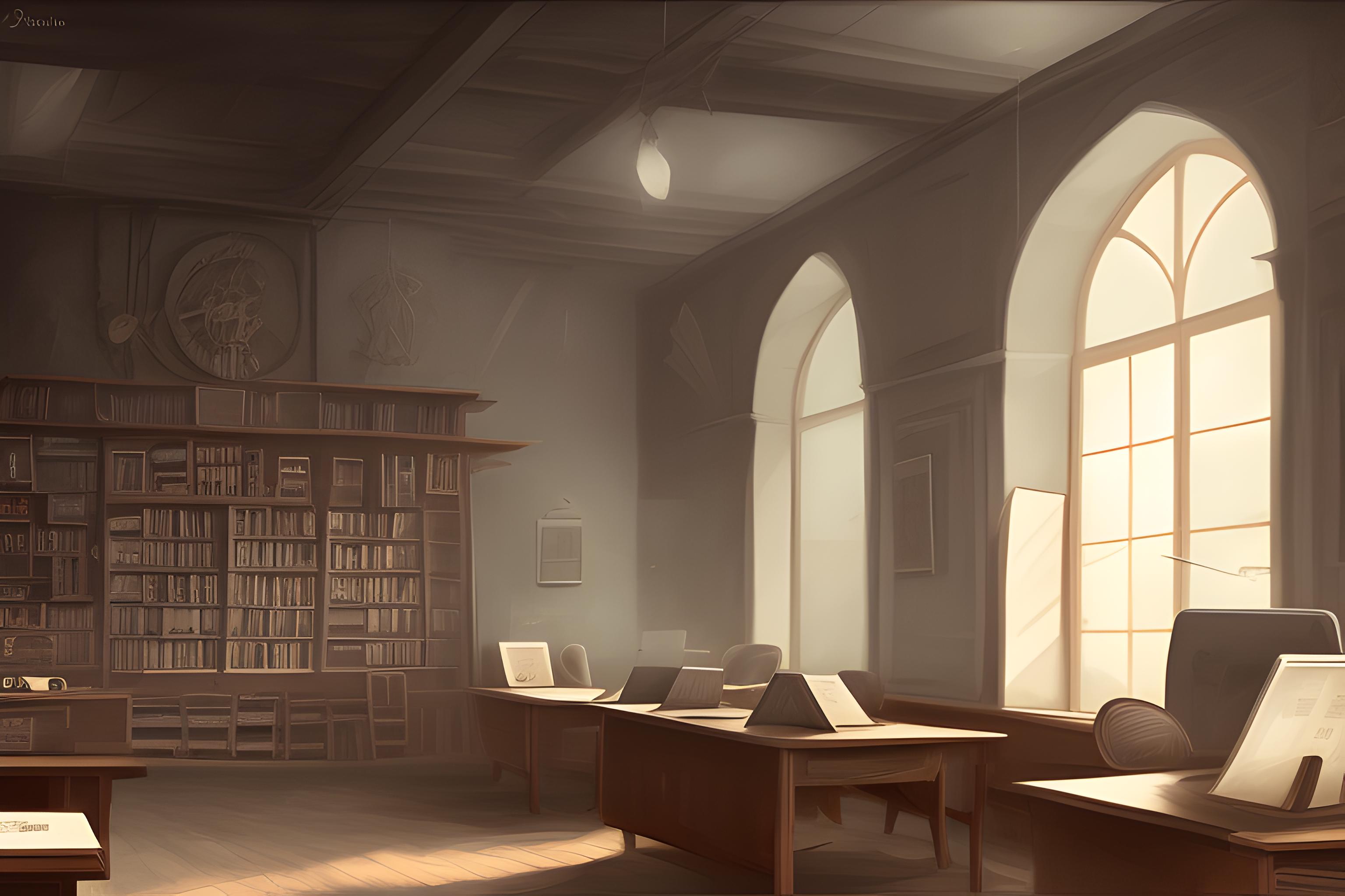 salle de classe ancienne des annee 1900  avec des vieux pupitre en bois un tableau noir  un bureau pour lem aitre d ecole des affiches scolaires aux mur

